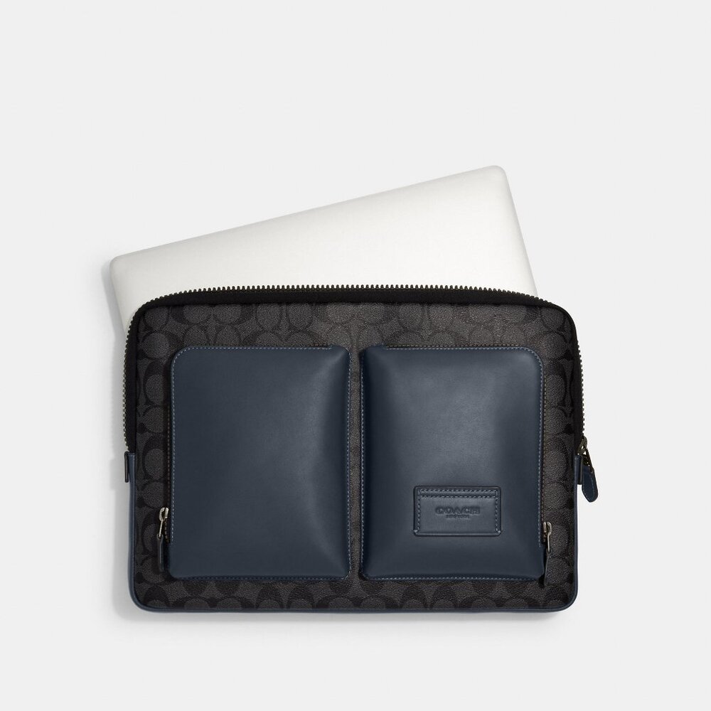 Utility Laptop Case In Colorblock Signature Canvas - Used